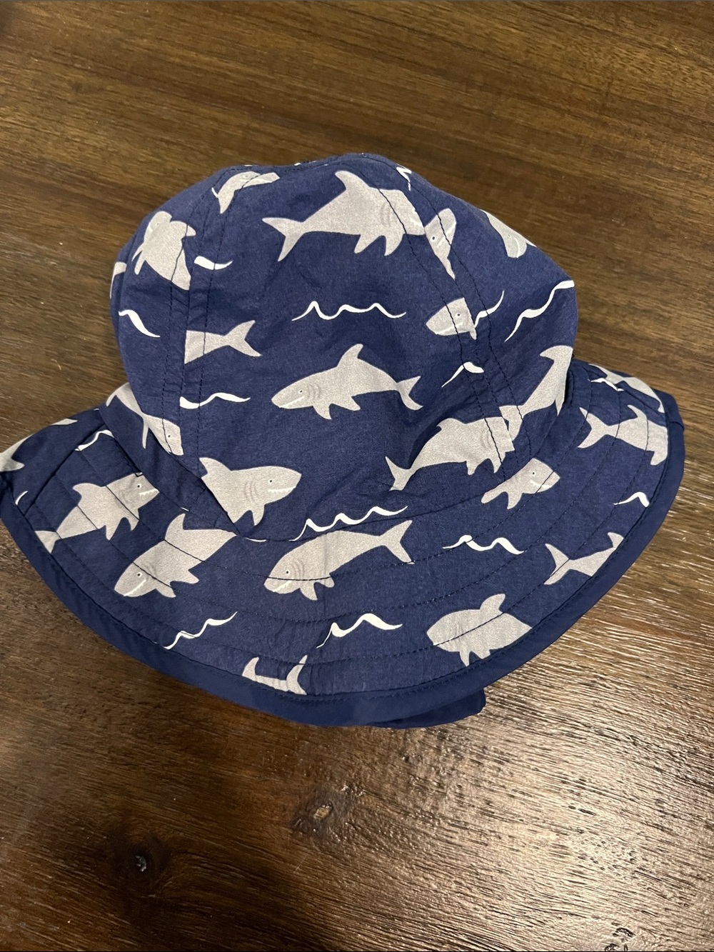 Navy Shark Print Bucket Hat